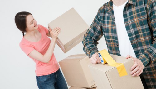 Packed moving boxes and furniture for a local Fulham relocation