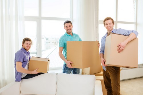 Business moving preparation checklist and boxes for a Fulham relocation