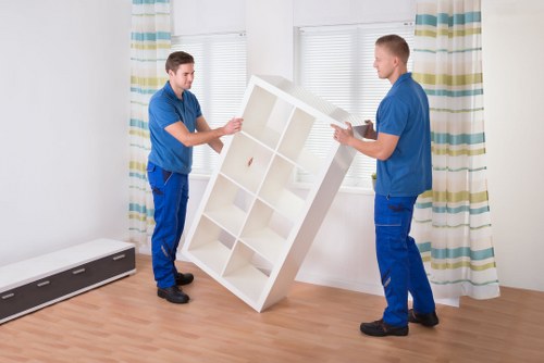 Professional moving team loading furniture into a removal van