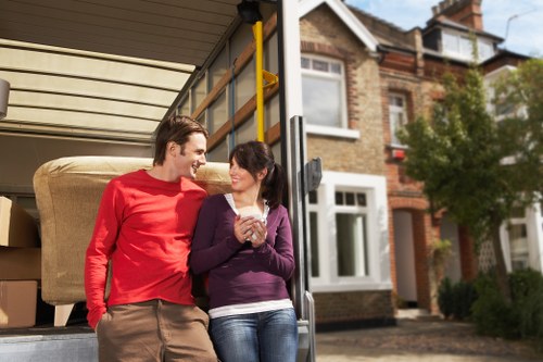 Student move with boxes and furniture ready for transport in Fulham